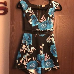 Blue and Black Romper